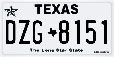TX license plate DZG8151