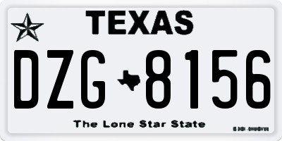 TX license plate DZG8156