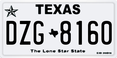 TX license plate DZG8160