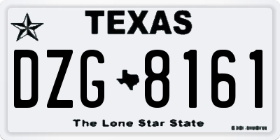TX license plate DZG8161