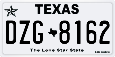 TX license plate DZG8162