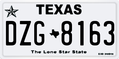 TX license plate DZG8163