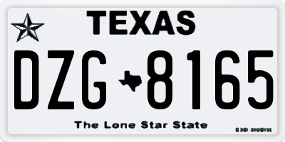 TX license plate DZG8165
