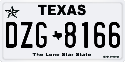 TX license plate DZG8166