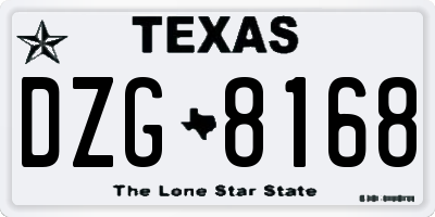 TX license plate DZG8168