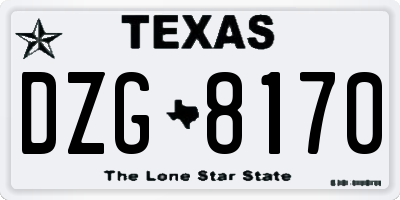 TX license plate DZG8170