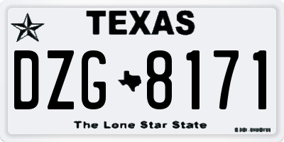 TX license plate DZG8171