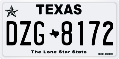 TX license plate DZG8172