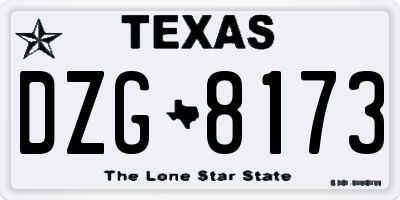 TX license plate DZG8173
