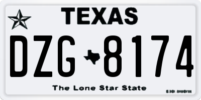 TX license plate DZG8174