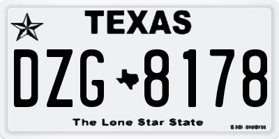 TX license plate DZG8178