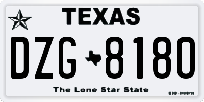 TX license plate DZG8180
