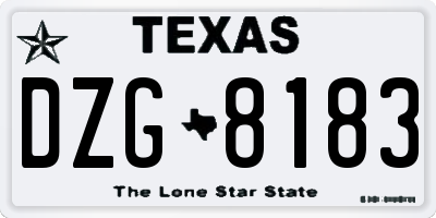 TX license plate DZG8183
