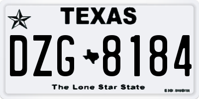TX license plate DZG8184