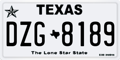 TX license plate DZG8189