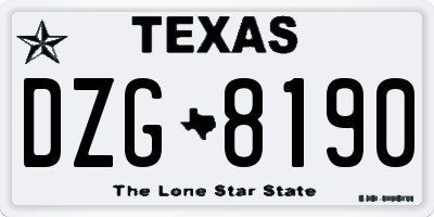 TX license plate DZG8190