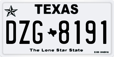 TX license plate DZG8191