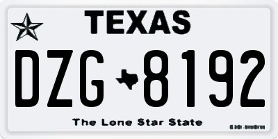 TX license plate DZG8192