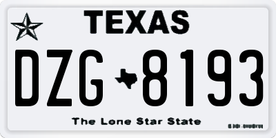 TX license plate DZG8193