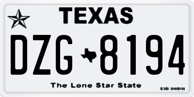 TX license plate DZG8194