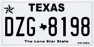 TX license plate DZG8198