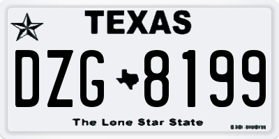 TX license plate DZG8199