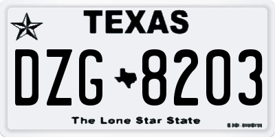 TX license plate DZG8203