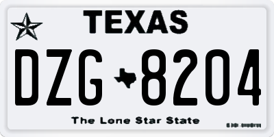 TX license plate DZG8204