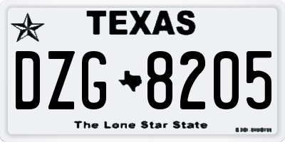 TX license plate DZG8205