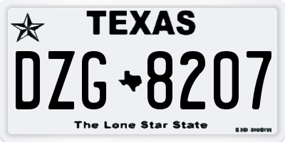 TX license plate DZG8207