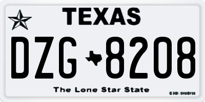 TX license plate DZG8208