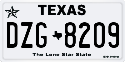 TX license plate DZG8209