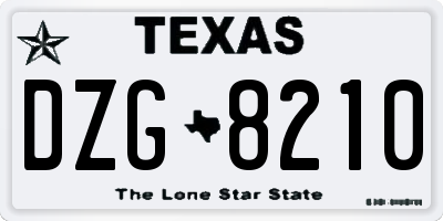 TX license plate DZG8210