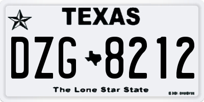 TX license plate DZG8212