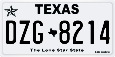 TX license plate DZG8214