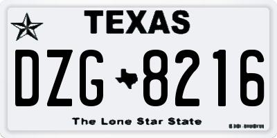 TX license plate DZG8216
