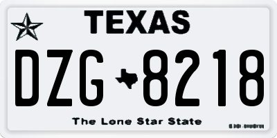 TX license plate DZG8218
