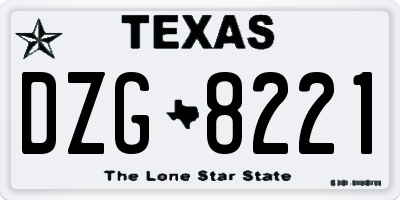 TX license plate DZG8221