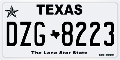 TX license plate DZG8223