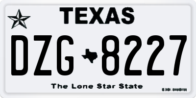 TX license plate DZG8227