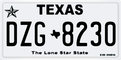 TX license plate DZG8230
