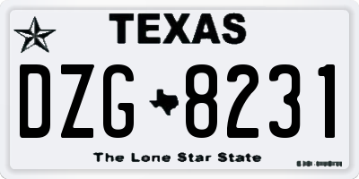 TX license plate DZG8231