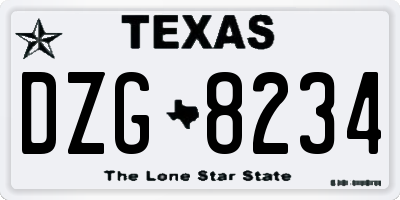 TX license plate DZG8234