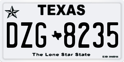 TX license plate DZG8235