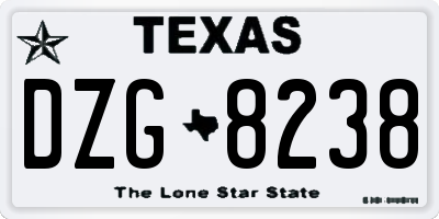 TX license plate DZG8238