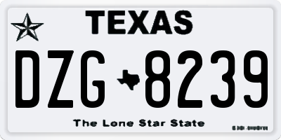 TX license plate DZG8239