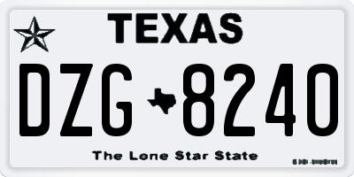 TX license plate DZG8240
