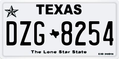 TX license plate DZG8254