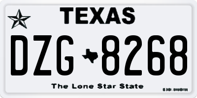 TX license plate DZG8268