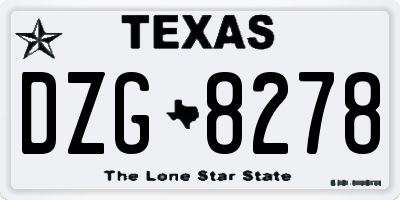 TX license plate DZG8278